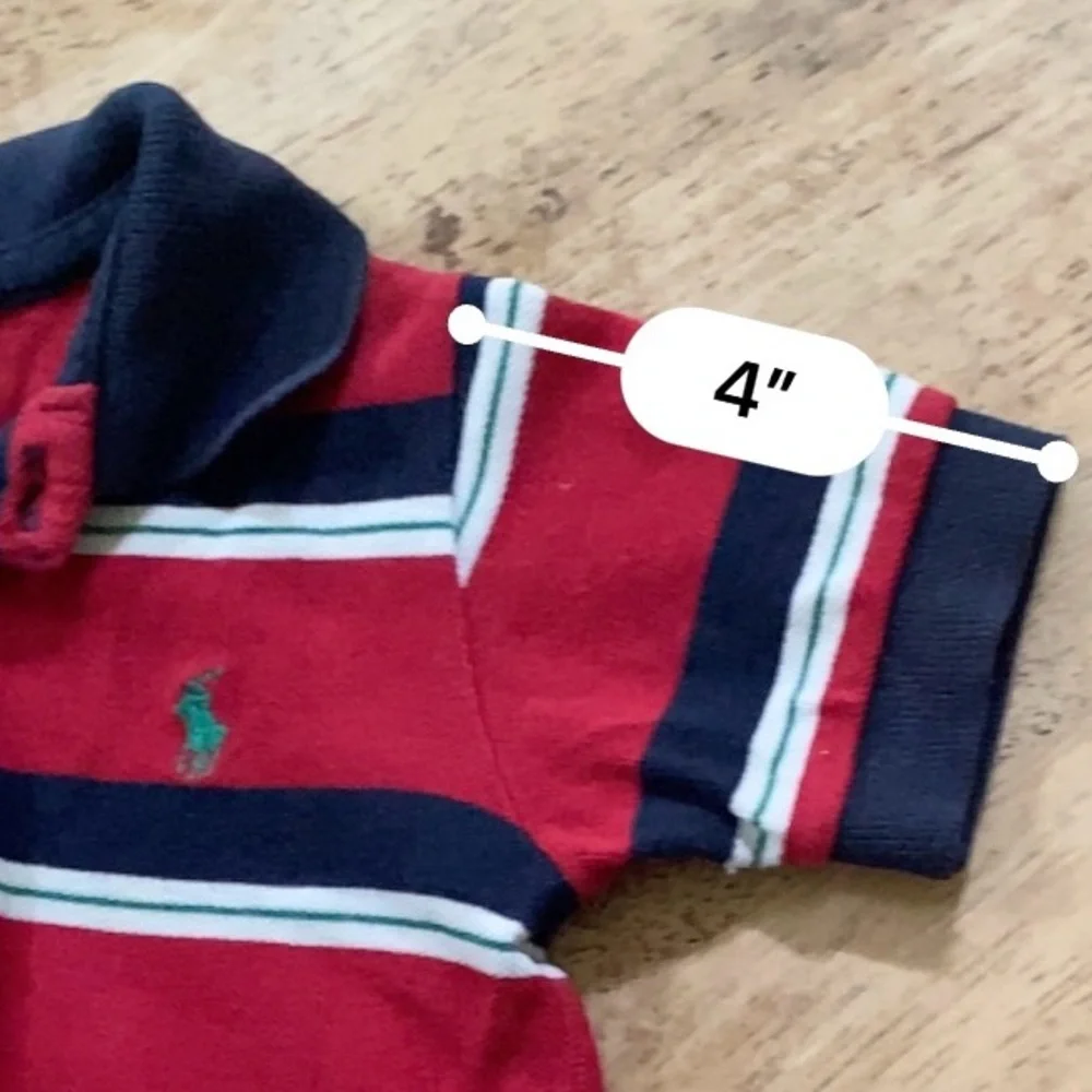 Vintage Polo Ralph Lauren Infant‎ Sz S (3-6m) Striped Cotton Mesh Polo Bodysuit